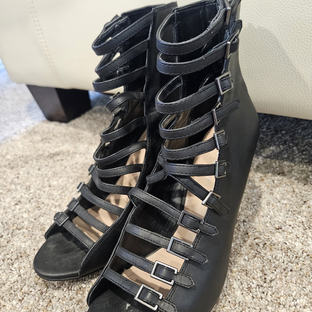 BCBGeneration Black Multi-Strap Heels